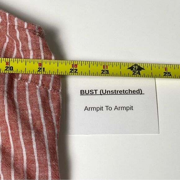 BeachLunchLounge Linen Blend Red & White Striped Button Up Shirt Dress Womens XL - Picture 15 of 16